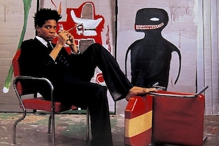 Jean-Michel Basquiat in his studio, 1985