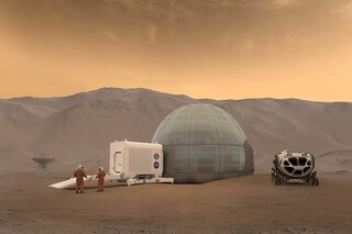 An artist’s rendering of Mars ‘ice home’ settlers