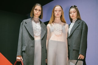 Backstage Prada AW20 fashion show Gigi Hadid Kaia Gerber 3