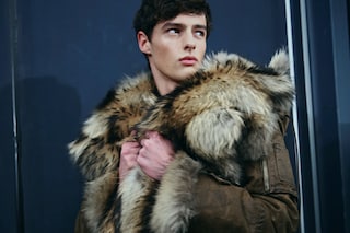 Backstage Dsquared2 menswear fur coat aw15