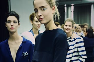 Backstage at Emporio Armani SS15