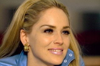 Sharon Stone ginger blue leather