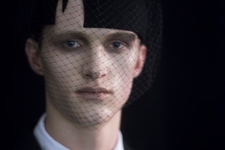 Thom Browne AW15 Mens Face Netting Black Tie White Shirt 