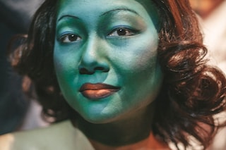 Ed Marler AW15, Fashion East, Dazed backstage, makeup green