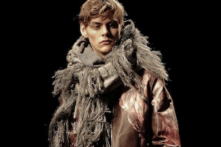 Salvatore Ferragamo Menswear Leather Brown Scarf Knitwear AW