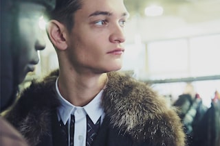 Antonio Marras AW15 Backstage Model Fur Collar Shirt Profile