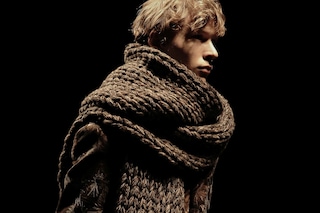 Salvatore Ferragamo Menswear Knitwear Brown Scarf Print AW15