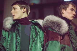 Krisvanassche AW15 Mens Green Nylon Coats Fur Hoods Zips