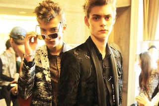 Roberto Cavalli AW15 suit models sunglasses quiff backstage