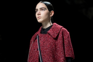 Y-3 AW15 Mens Silver Eyeliner Red Knit Mini Cape Zip 