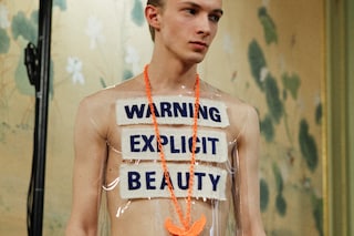 Walter Van Beirendonck AW15 Clear Plastic Slogan Necklace