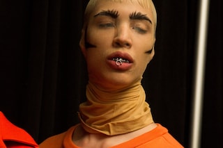 Hood By Air AW15 Dazed backstage womenswear pantyhose orange