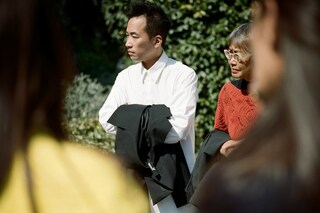 Jung Jae-il outside the Hungarian pavilion