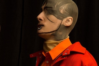 Hood By Air AW15 Dazed backstage womenswear orange pantyhose