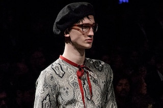 Gucci AW15 print shirt, red ribbon, Mens, Dazed backstage