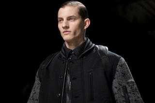 Y-3 AW15 Mens Black Bomber Jacket Grey Knit Sleeves