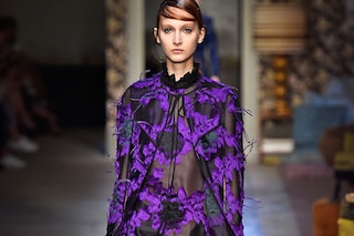Erdem AW15, Evening Dress, Floral, Ostrich Feathers, Sheer