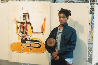 Jean-Michel Basquiat with “Untitled artwork” (1984)