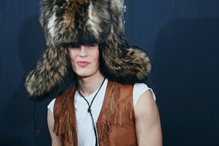 Backstage Dsquared2 menswear aw15 fur hat vest