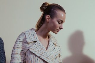 Victoria Beckham AW15 Dazed backstage womenswear coat white