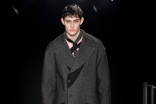 Wooyoungmi AW15 Mens Grey Coat Button Up Neck Scarf 