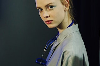 Backstage at Emporio Armani SS15