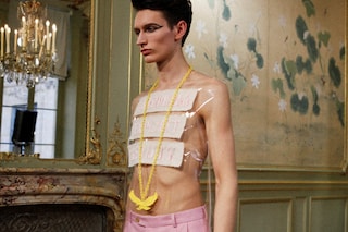 Walter Van Beirendonck AW15 Clear Plastic Slogan Pink 