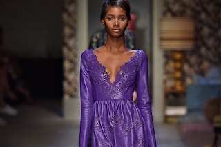 Erdem AW15, Leather, Lace, Cutout, Evening Dress