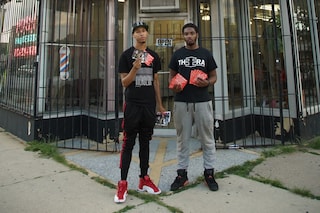 MANNY AND LITEBULB HANDING OUT FLYERS ON 79TH