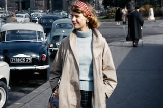 Sylvia Plath wearing her kilt outside the Notre Dame