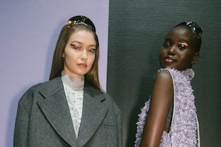 Backstage Prada AW20 fashion show Gigi Hadid Adut Akech 2