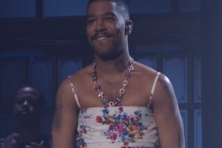 Kid Cudi performs in an Off-White dress on SNL