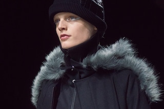Y-3 AW15 Mens Beanie Hat Grey Fur Open Zip Mesh Metallic Top