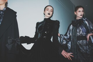 Giles AW15 backstage Dazed London Womenswear latex goth