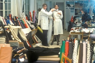 Yves Saint Laurent and Kirat in his studio (1983)