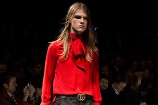Gucci AW15 red shirt w neck tie, Menswear, Dazed backstage