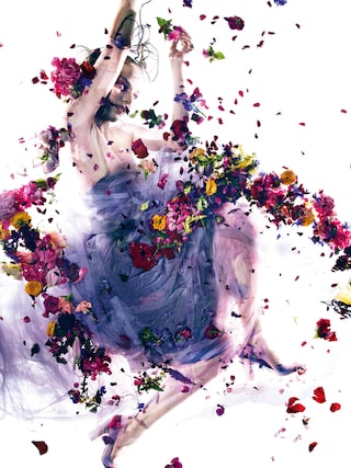 Dress by Oscar de la Renta; shoes by Valentino.