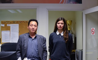 Joo Il Kim and Lucy Edwards after watching The Interview