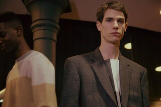 Paul Smith AW15 beige suit jacket model Paris backstage