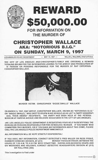 Reward poster for Notorious B.I.G.’s murder