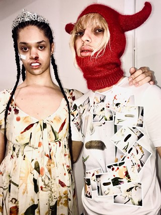 Gareth Wrighton debuted a dress made of used make-up wipes at LFW ...