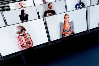 Balmain SS21 Front row guests on tv screens