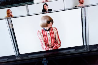 Balmain SS21 Front row guests on tv screens