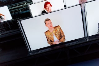 Balmain SS21 Front row guests on tv screens