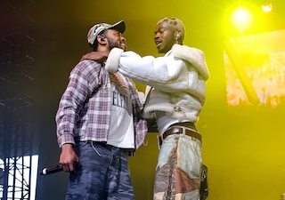 Lil Nas X (R) performs with Kevin Abstract coachella