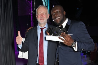 Leader of the Labour Party Jeremy Corbyn (L) and Stormzy