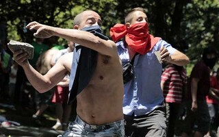 Protest image from Madrid, photo by AFP
