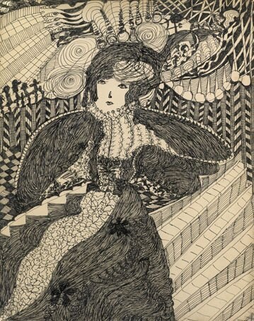 Madge Gill 'Untitled (Lady Leaning)', c.1945 6