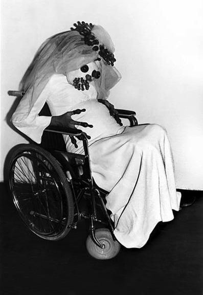 “Pregnant bride in a wheelchair”, 1978, Renate Bertlmann