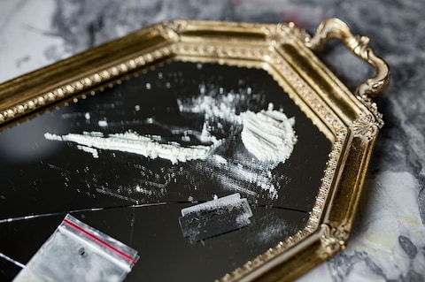 some white powder on a mirror